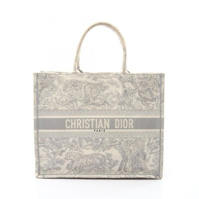 Dior BOOK TOTE Large Hand Bag canvas Gray White Used Women logo | eBay US