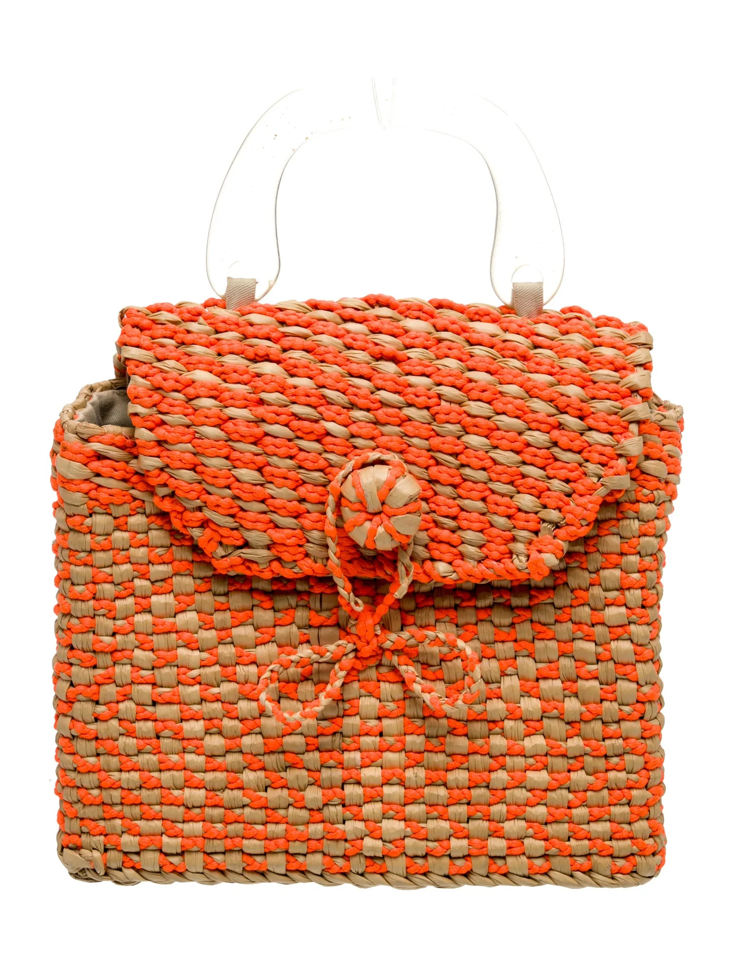 Poolside Raffia Top Handle Bag - Orange Handle Bags, Handbags - WPLSD20637 | The RealReal | The RealReal