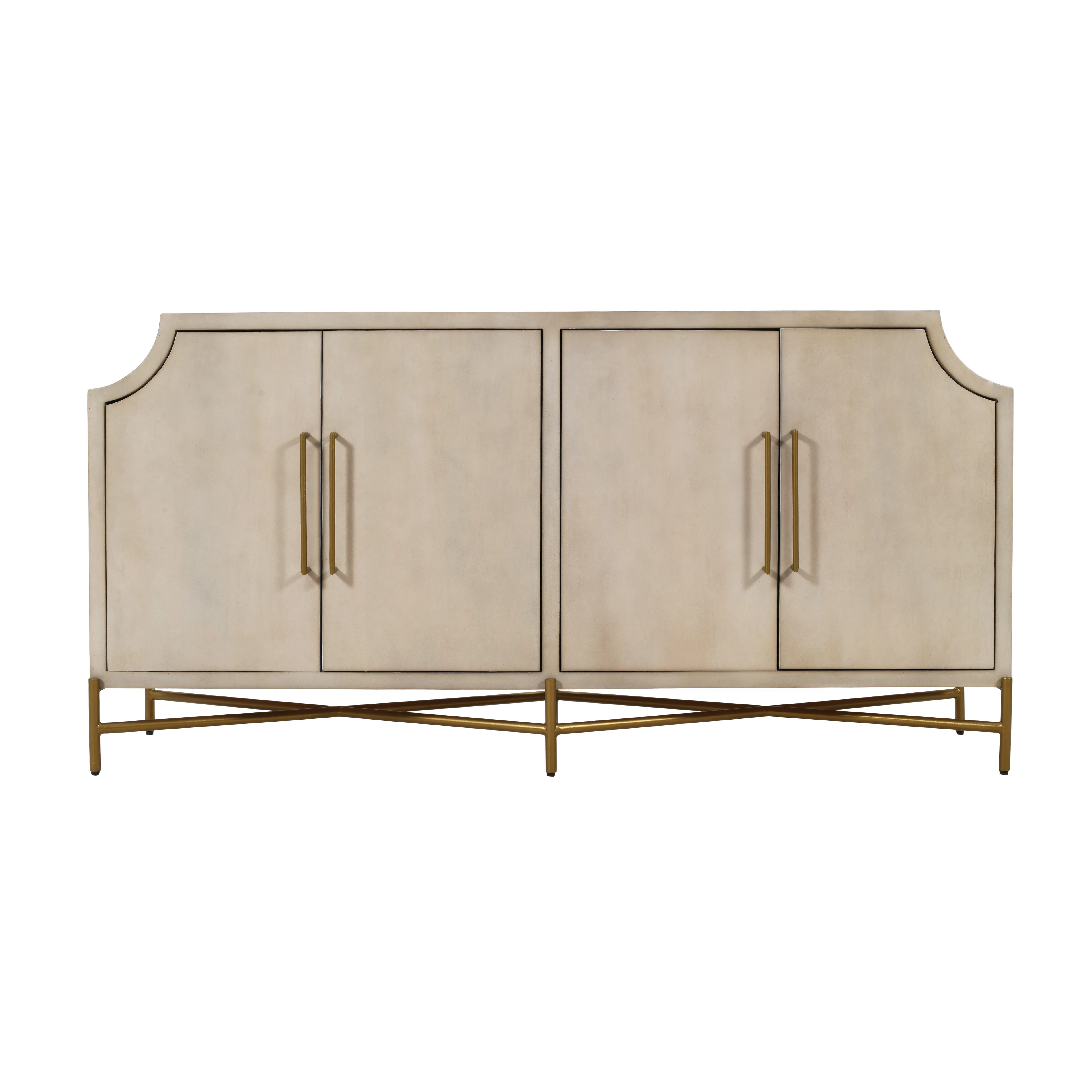 80" Cream With A Brown Undertone 4-Door Media Credenza_Sideboard | Wayfair North America