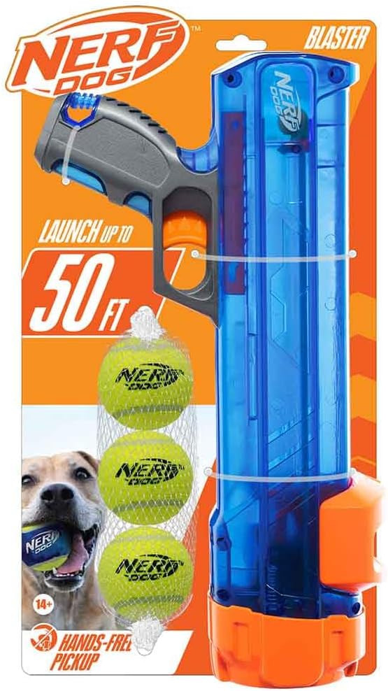 Nerf Dog Tennis Ball Blaster Dog Toy Gift Set, Tennis Ball Dog Fetch Toy Launches up to 50 ft, Do... | Amazon (US)