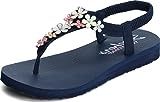 Skechers womens Meditation - GLASS Daisy - Floral Embellished Sandal Slingback, Navy Multi, 10 M US | Amazon (US)