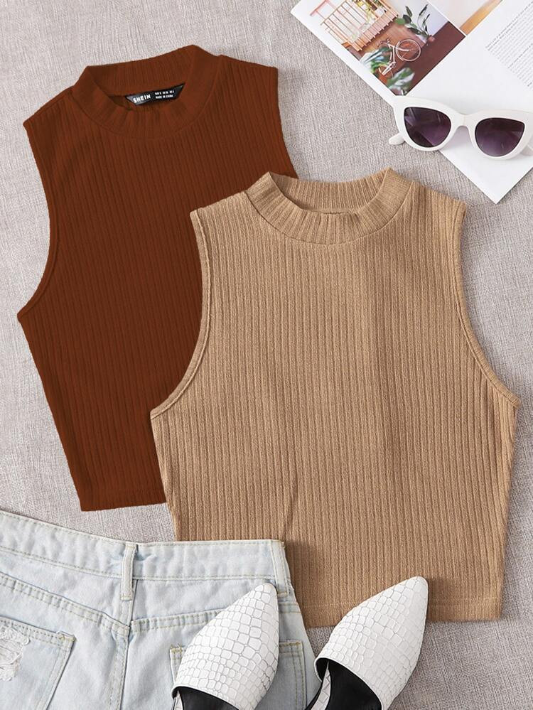 SHEIN 2 Pack Rib-knit Tank Top | SHEIN