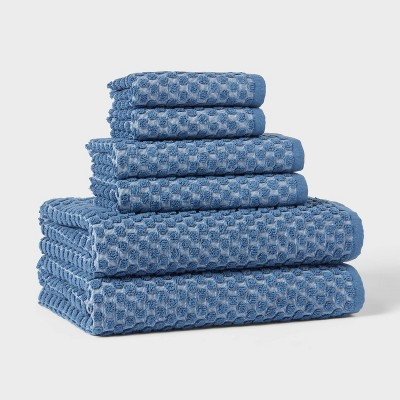 6pc Performance Plus Textured Dot Bath Towel Set Blue - Threshold™ | Target