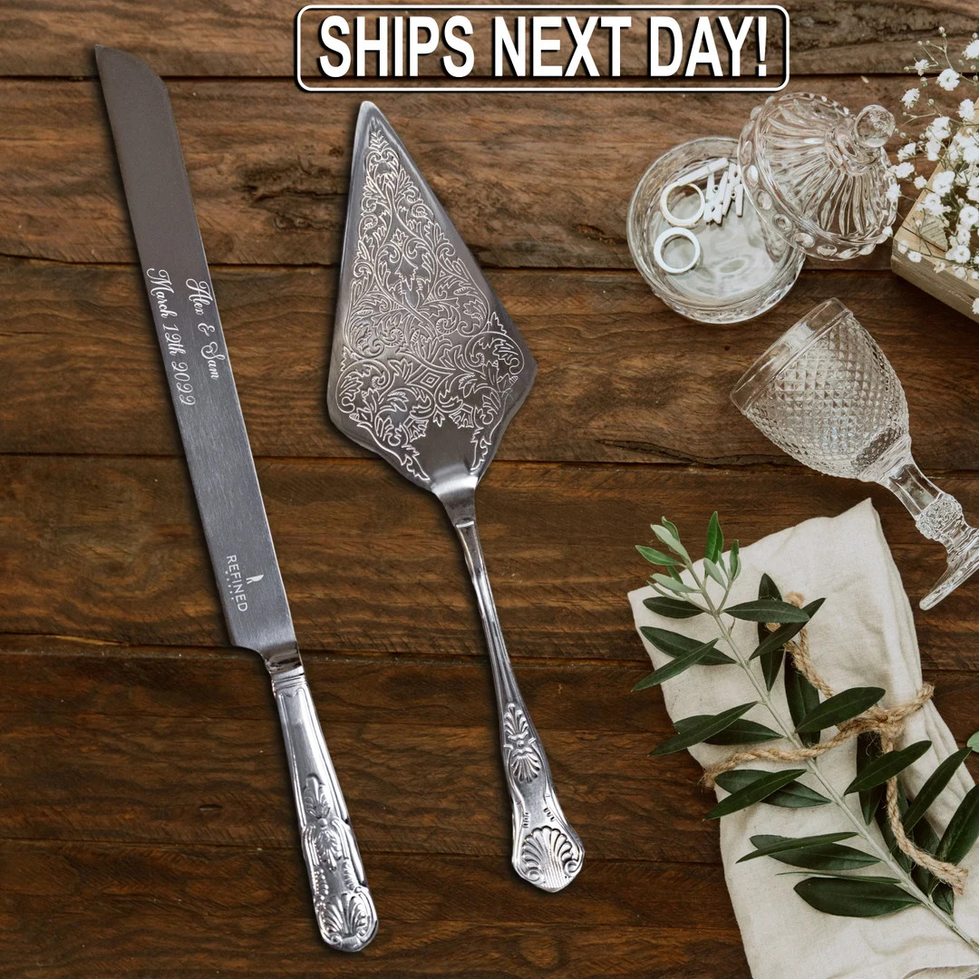 Personalized Wedding Cake Knife and Server Set Elegant Bridal Pastry Knife Marriage Gift Matrimon... | Etsy (US)