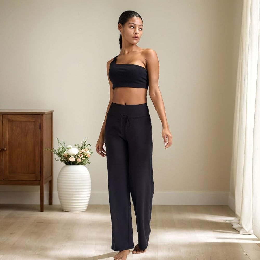 Wide Leg Pants for Women - High Waisted Comfy Black Pajama and Lounge Pants at Amazon Women’s C... | Amazon (US)