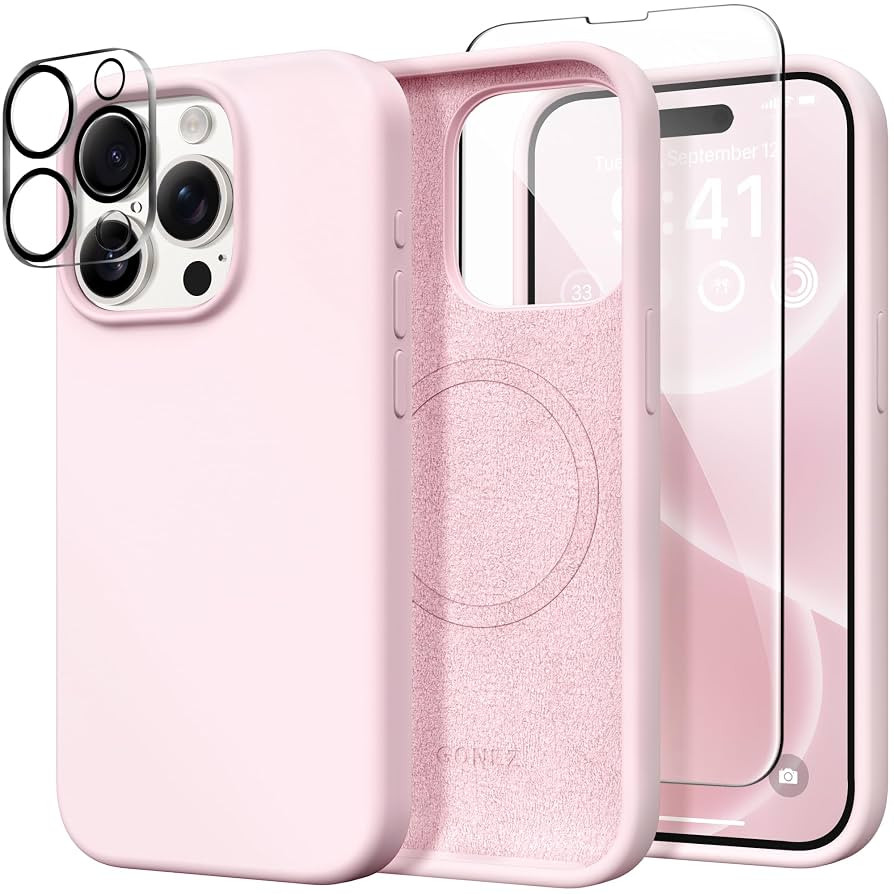 GONEZ for iPhone 15 Pro Max Case Silicone, Compatible with Magsafe, Camera Protector + Screen Pro... | Amazon (US)