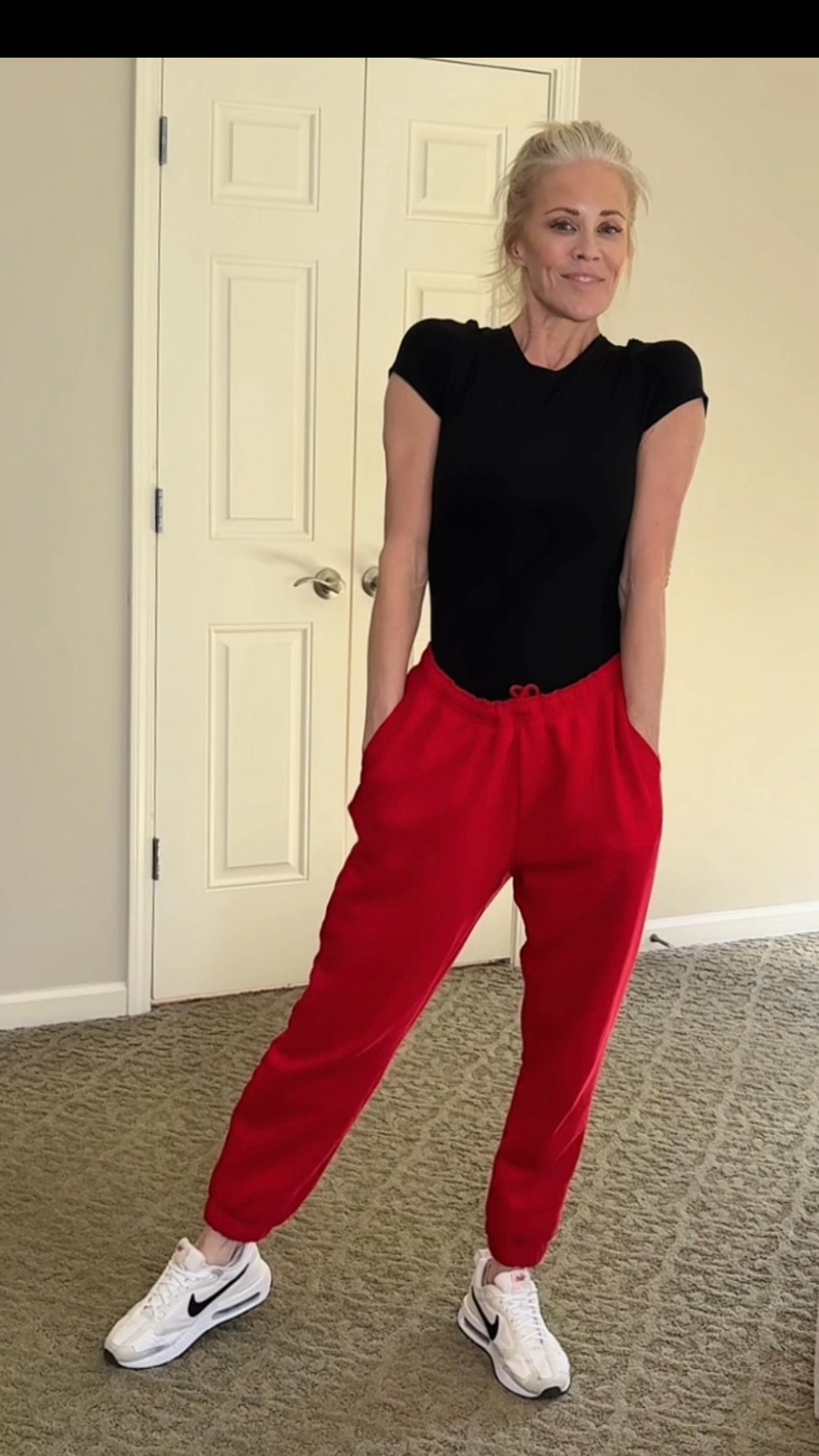 Soft stretchy bodysuit and warm cozy seats. Bodysuit has 2 snaps. Pants are tie waist and elastic by the ankles. Love the look of tight and loose. Perfect GA colors.

#LTKFindsUnder50 #LTKOver40