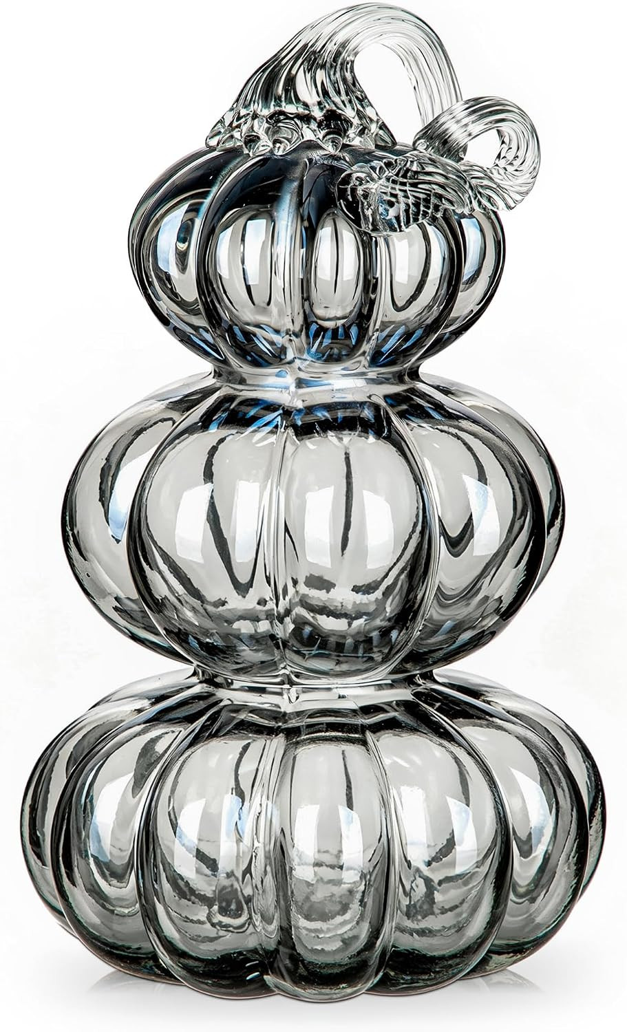 Stacked Glass Pumpkin Decor, Fall Halloween Table Centerpiece, Black | Amazon (US)