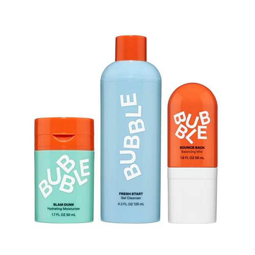Bubble Skincare Slam Dunk Hydrating Face Lotion (50ml) + Fresh Start Gel Face Wash (125ml) + Bounce Back Hydrating Facial Mist Toner (55ml) - Balancing Skincare Routine | Amazon (US)