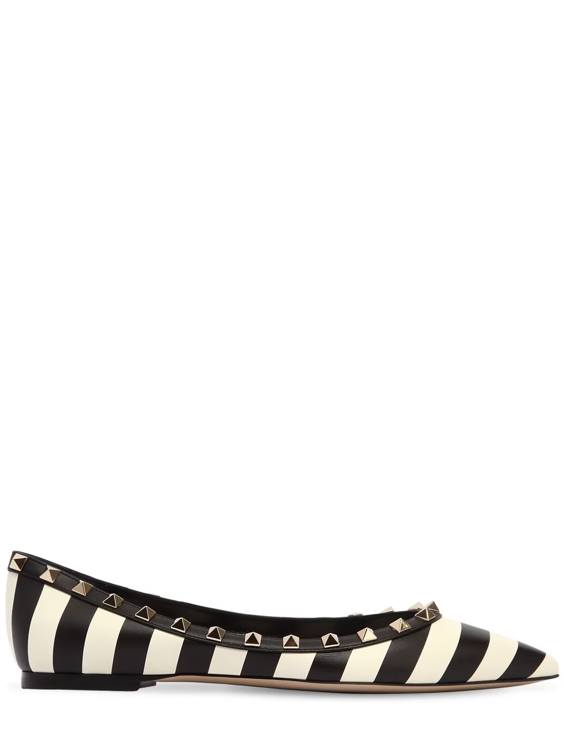 VALENTINO GARAVANI ROCKSTUD STRIPE FLATS | Luisaviaroma