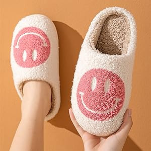 Bevaney Smile Face Slippers for Women, Soft Plush Smile Slippers Retro Preppy Slippers with Smile... | Amazon (US)