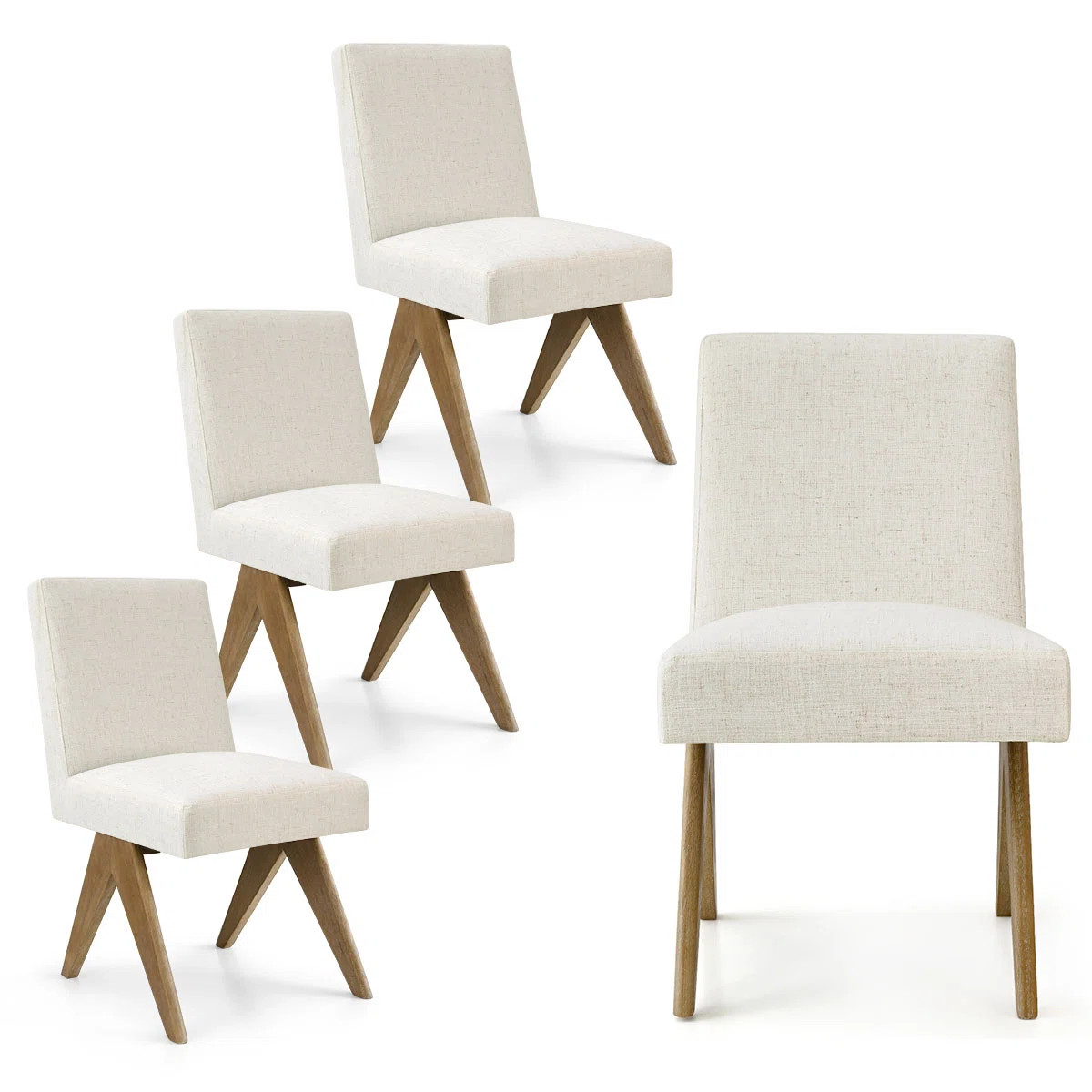 Set of 4 Upholstered Solid Wood 19.5'' Seat Height Full Back Dining Chair (Set of 4) | Wayfair North America