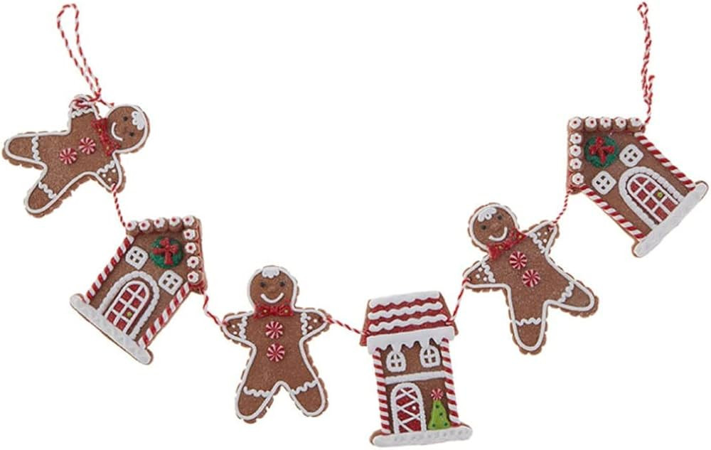 RAZ Imports Brown Gingerbread Man and House Claydough Christmas Garland 30 Inch | Amazon (US)