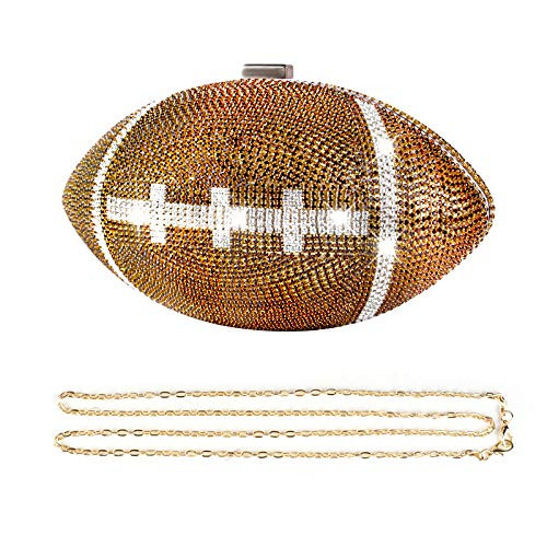 Gripit Bling Rhinestone Football Shaped Rugby Quirky Bag Purse Novlety Chain Purse Shoulder Handbag with Crystal for Women Girls | Amazon (US)