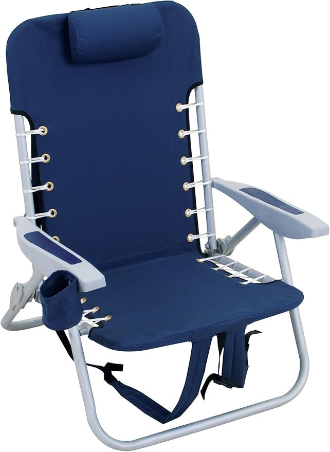 RIO Gear Beach Lace-Up Suspension Folding Beach Chair For Camping, Aluminum, Navy , 44.7" x 25.5"... | Amazon (US)
