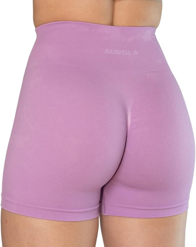 AUROLA CAMO Collection Workout Shorts for Women Subtle Logo Seamless Scrunch Active Short | Amazon (US)