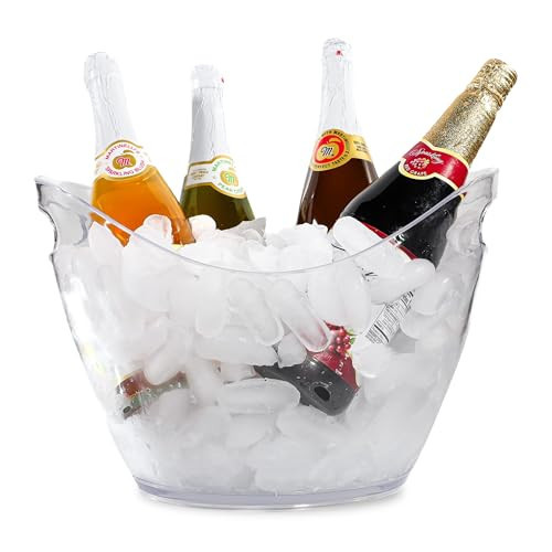 Large Ice Bucket for Parties, 8L Drink Bin, Clear Champagne Bucket, Mimosa Bar Supplies, Wine Bucket Chiller for Parties, Party Beverage Tub, Holds 2-4 Standard Sized Wine or Champagne bottles on ice. | Amazon (US)
