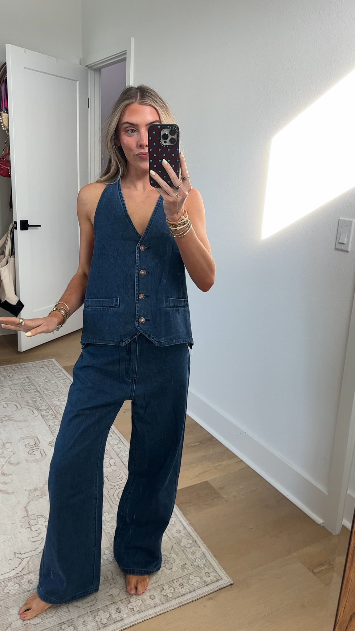 Amazon size small Fisoew Women's Two Piece Denim Set Button Down Backless Tank Top and Wide Leg Jeans 2 Piece Outfit Suits

#LTKootd #LTKSeasonal #LTKSaleAlert