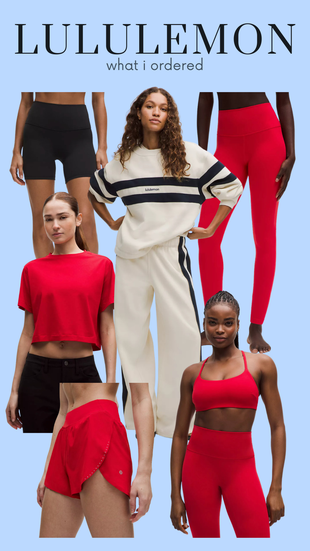 My recent order at Lululemon! Loving this bright red color and the coolest sweat set. 

 #LTKfitnessgoals #LTKActive