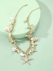 Starfish & Conch Charm Necklace | SHEIN