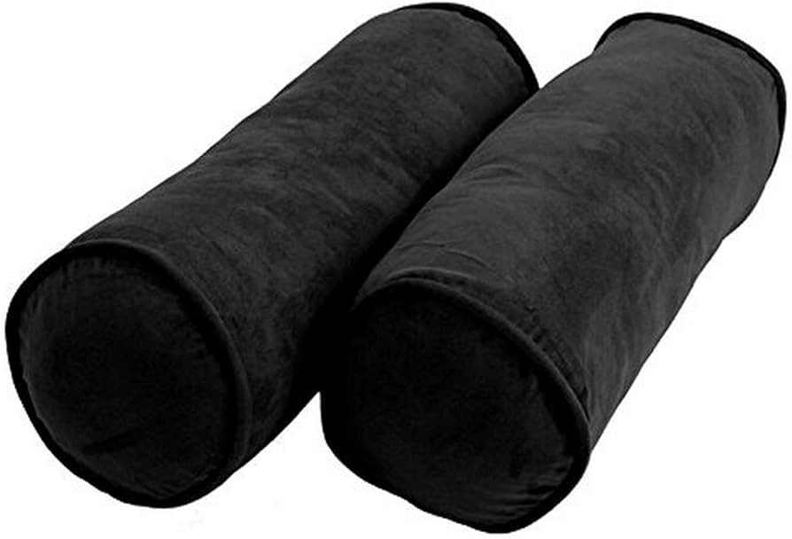 Blazing Needles Corded Microsuede Throw Pillows (Set of 2), 20" x 8", Black | Amazon (US)