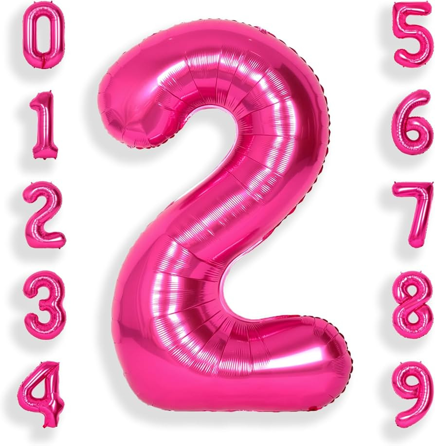 SUWEN 40 Inch Hot Pink Large 2 Number Balloons Big Foil Helium Number Balloons 0-9 Jumbo Happy 2n... | Amazon (CA)