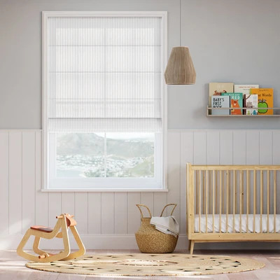 Roman Shades Coastal Stripe - White, Select Blinds | Select Blinds