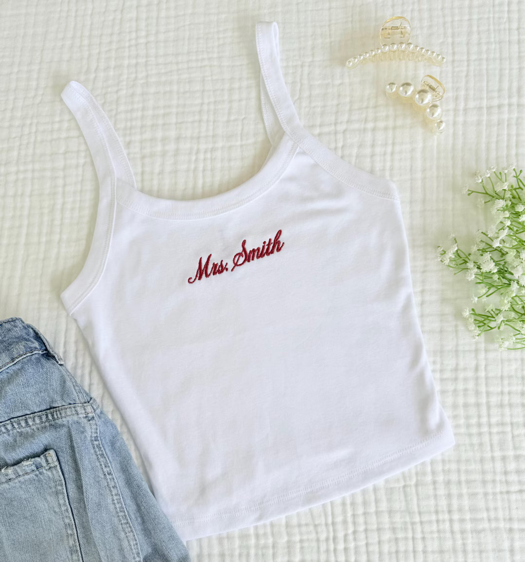Mrs. Tank Top, Embroidered Tank, Bachelorette Outfit | Etsy (US)