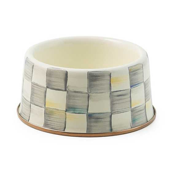 Sterling Check Medium Pet Dish | MacKenzie-Childs