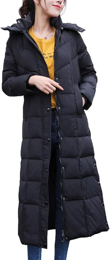 chouyatou Women's Winter Over Knee Removable Hooded Maxi Long Puffer Down Coat | Amazon (US)