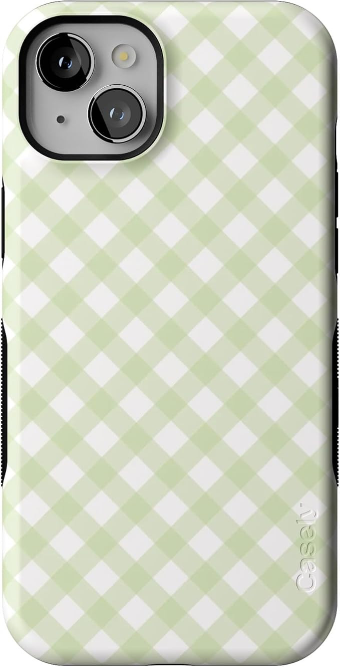 Casely iPhone 15 Case | Mint Lattice | Sunday Best | Green Gingham | Compatible with MagSafe | Bo... | Amazon (US)