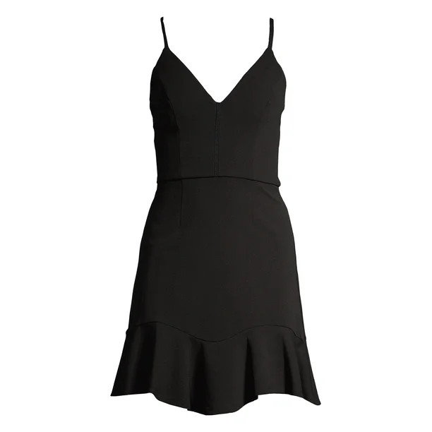 Lots of Love by Speechless Juniors' Scuba Flounce Hem Slip Dress | Walmart (US)