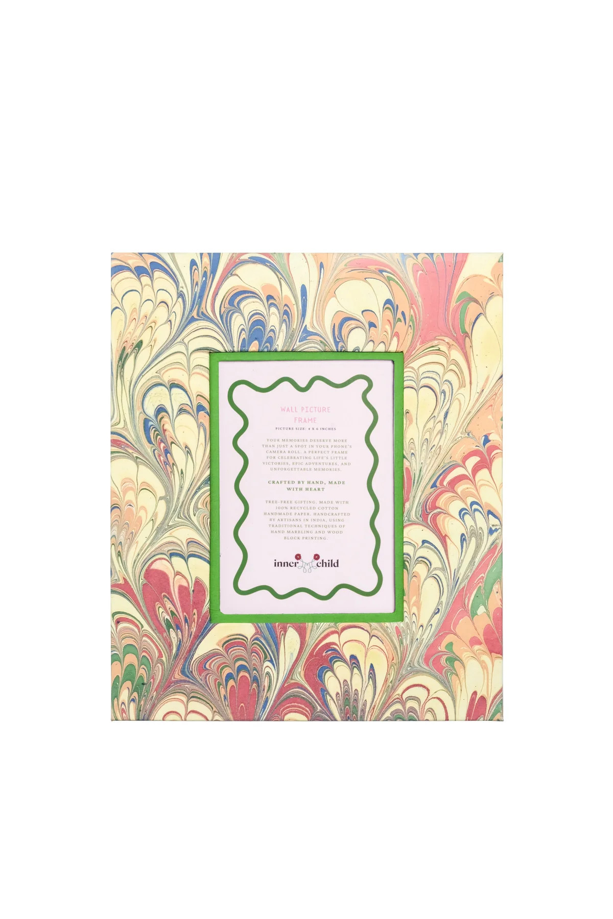 Hand-Marbled Large Wall Picture Frame 5x7 in Multicolor | Over The Moon