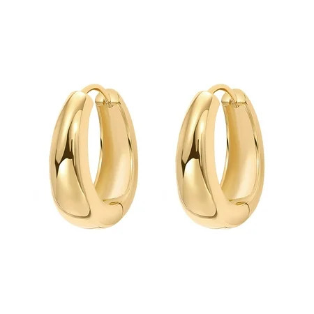 PAVOI 14K Yellow Gold Flash Plated Chunky Hoop Earrings | Lightweight 19mm Diameter 925 Sterling Silver Posts | Walmart (US)