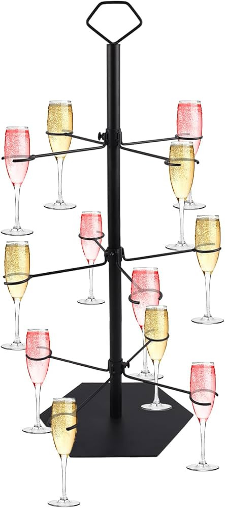 12 Drinks Champagne Tower Stand, 3 Tier Cocktail Tree Stand for Martini, Margarita Cups Tasting, ... | Amazon (US)