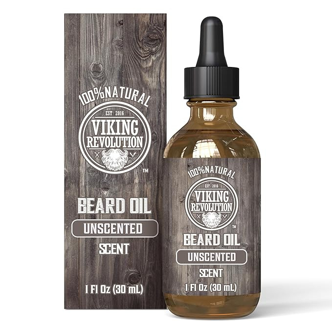 Viking Revolution Unscented Beard Oil for Men - Natural Mens Beard Oil with Argan Oil and Jojoba ... | Amazon (US)