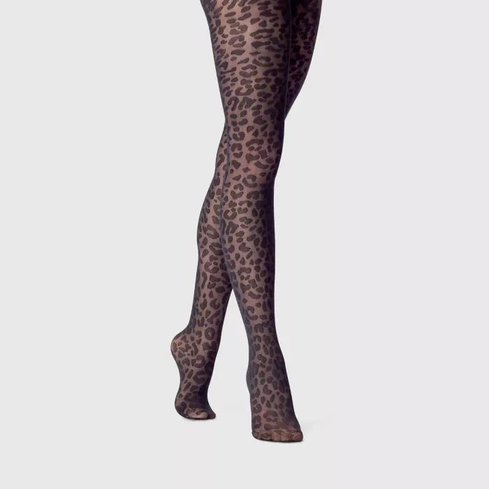 Women's Leopard Sheer Tights - A New Day™ Black | Target
