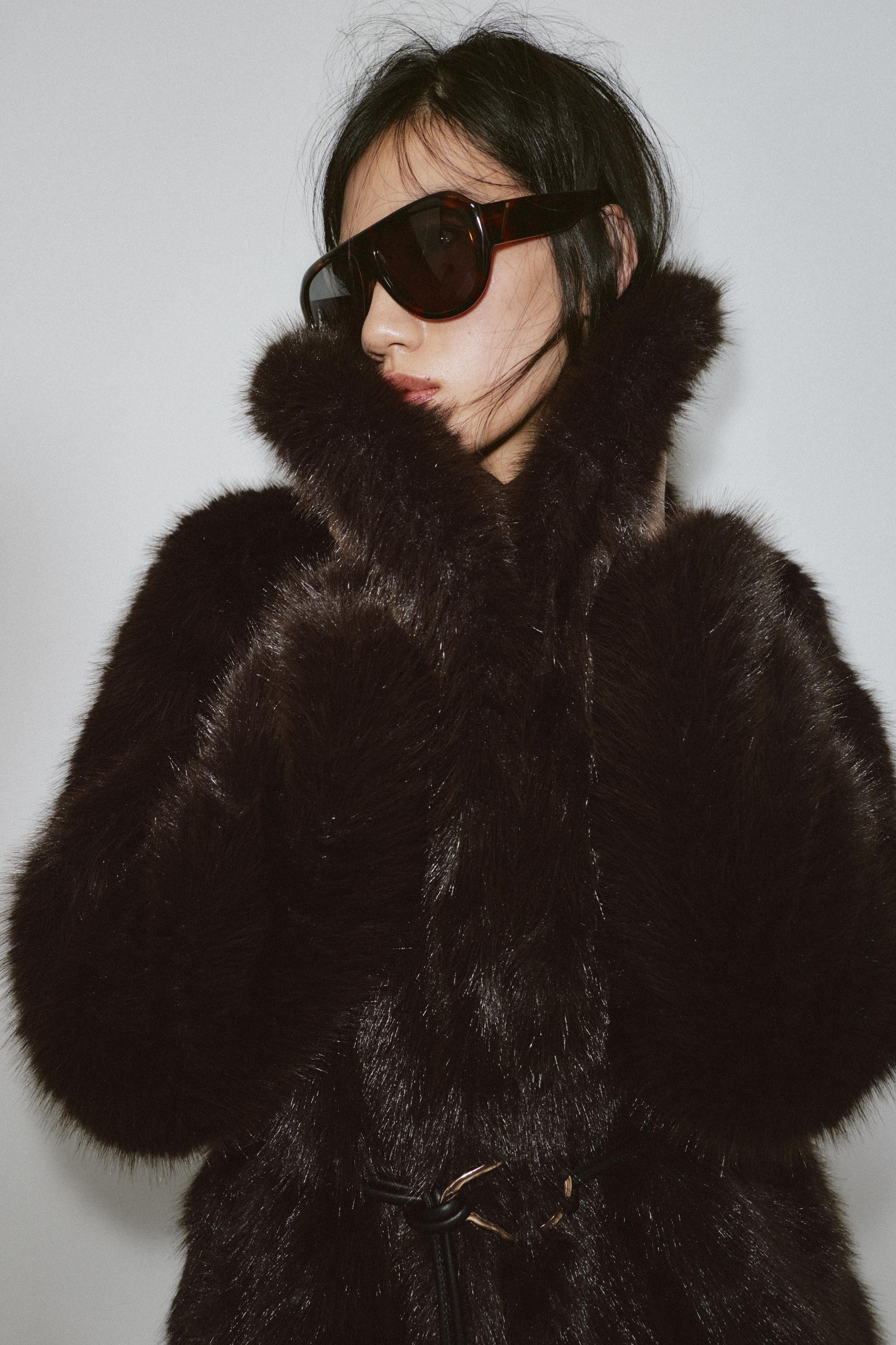 FAUX FUR BELTED COAT | Zara UK