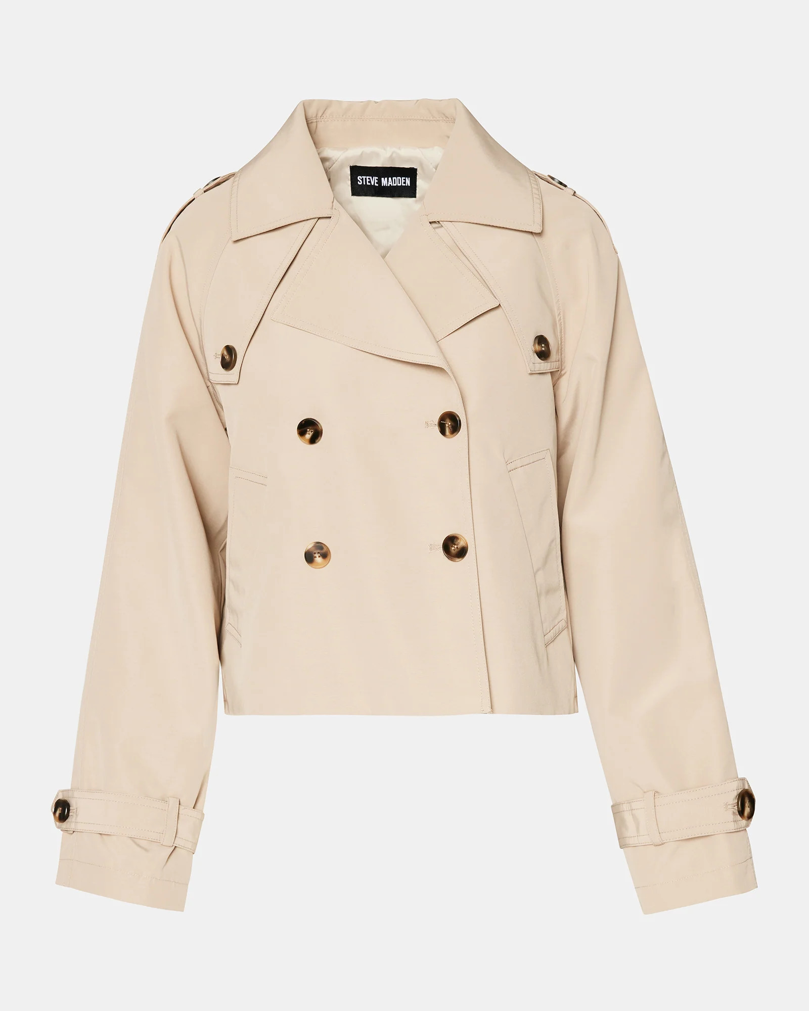 SIRUS Khaki Women's Cropped Denim Trench Coat | Steve Madden (US)