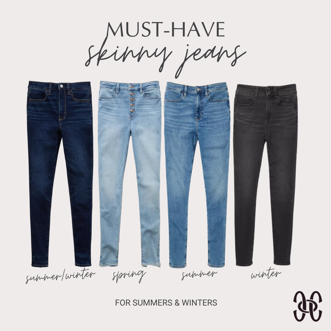 These are my favorite skinny jeans; since I have a full calf and quad, they fit me from my hip all the way to my ankle (a cigarette fit). I am 5'2" and like to order the extra-short length so that a bit of ankle shows or I order the short length and it goes all the way to my ankle. Don't let anyone tell you skinny jeans are out -- for those of us with full legs, they can be very flattering! 

For help with your HOC best wash, I'm sharing this directly from House of Colour:

Use your season’s descriptive words to help you decide if a pair of jeans will work for you! Remember: Your favorite pair doesn't have to go anywhere just because they don't match your colors perfectly. Rock what you LOVE! 🤍

For #HOCWinter clients, think of indigo, navy, ice blue, ice hyacinth, white, and black.
For #HOCSpring clients, think of gold stitching/hardware, cream, and bright navy.
For #HOCSummer clients, think of soft white, and ALL of your blue shades!
For #HOCAutumn clients, think of brass hardware, rust stitching, oyster, and “sand-washed” denim.

#houseofcolour #hoc #houseofcolourpflugerville #houseofcolourusa #coloranalysis #houseofcolouraustin  #hocsummer #hocwinter #hocautumn #hocspring  

 #LTKFallSale #LTKFindsUnder50 #LTKStyleTip