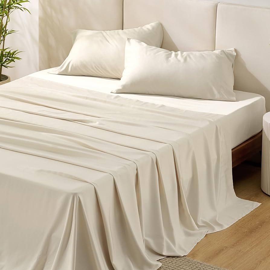 Bedsure Queen Sheets, Rayon Derived from Bamboo, Queen Cooling Sheet Set, Deep Pocket Up to 16", ... | Amazon (US)