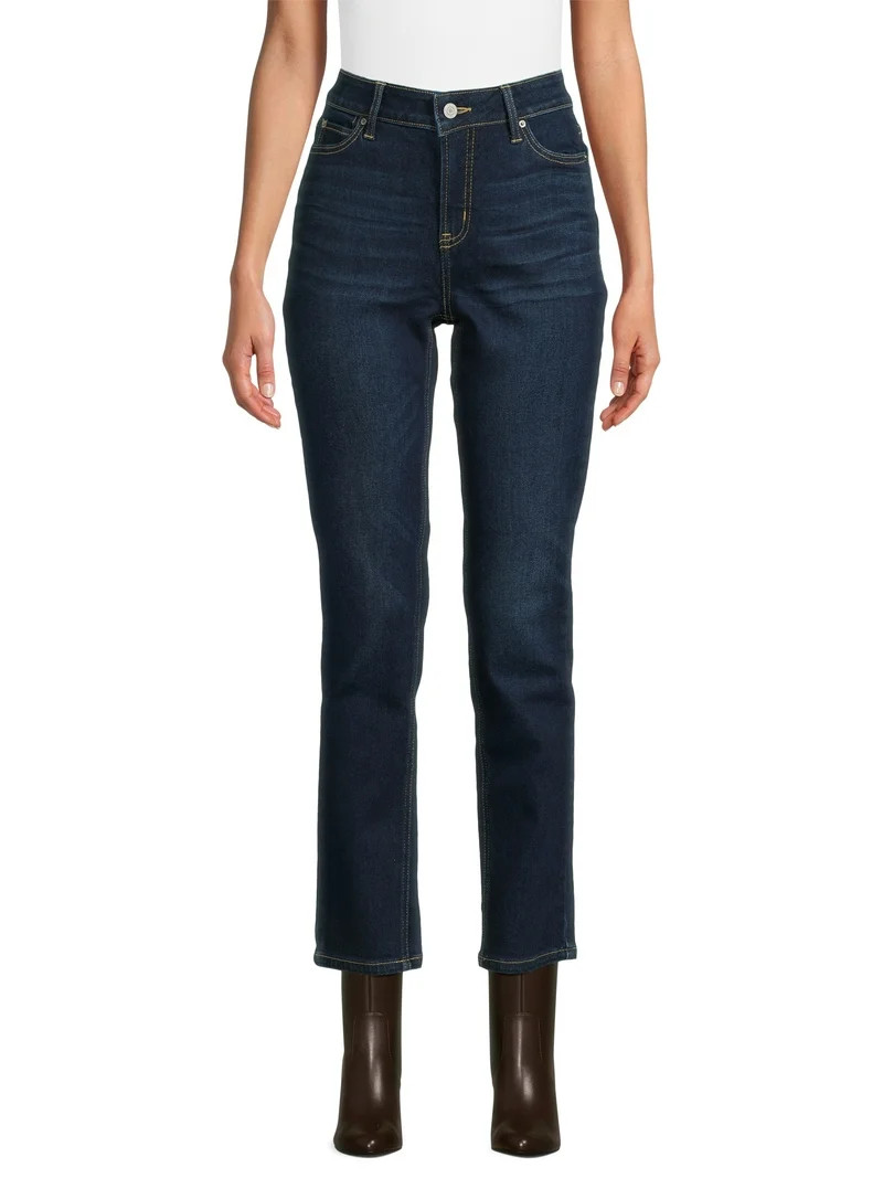 Time and Tru Women’s Mid Rise Straight Leg Jeans, Sizes 0-22, Regular & Short Inseams | Walmart (US)