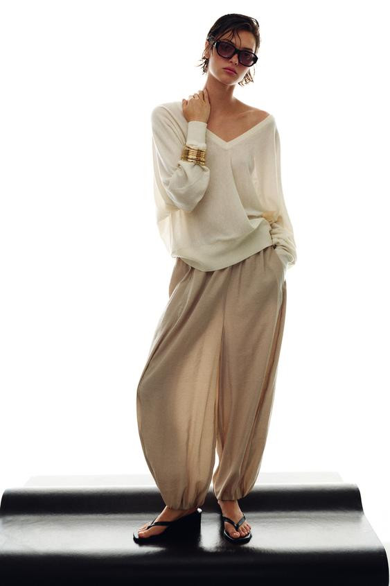 ELASTIC WAIST BALLOON PANTS | Zara US