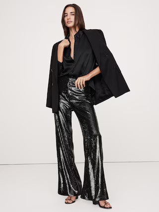 High-Rise Wide-Leg Sequin Pant | Banana Republic (US)