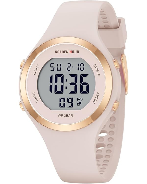 GOLDEN HOUR Waterproof Sport Women's Digital Chronograph Silicone Strap Watch | Amazon (US)