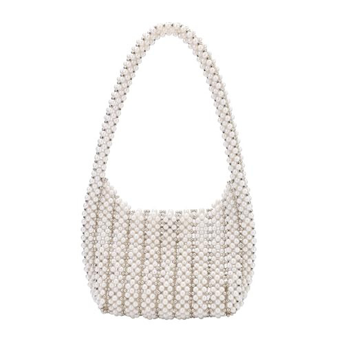 Ayliss Small Pearl Purse Shoulder Bag Wedding Bridal Clutch Pearl Purses for Women Beaded Evening Handbags Cocktail Prom (#Ivory) | Amazon (US)