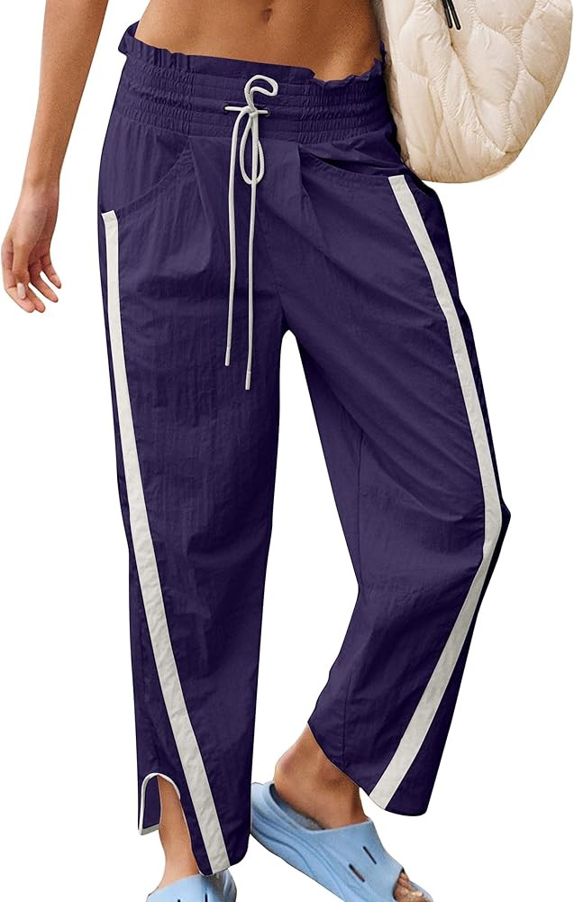 Track Pants Women Casual Drawstring Barrel Pant Lightweight Baggy Contrast Color Workout Pants wi... | Amazon (US)