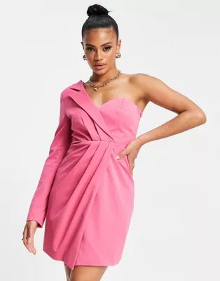 Unique21 one sleeve blazer dress in pink | ASOS (Global)