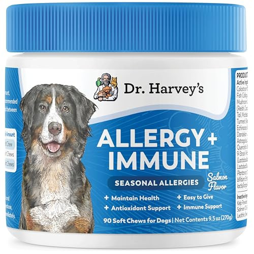 Dr. Harvey's Dog Allergy & Anti-Itch Relief Soft Chew Supplement Bites for Dogs, Daily Immune & Digestive Health Support with Functional Mushrooms, Super Herbs, Probiotics, Salmon Flavor (90 Chews) | Amazon (US)