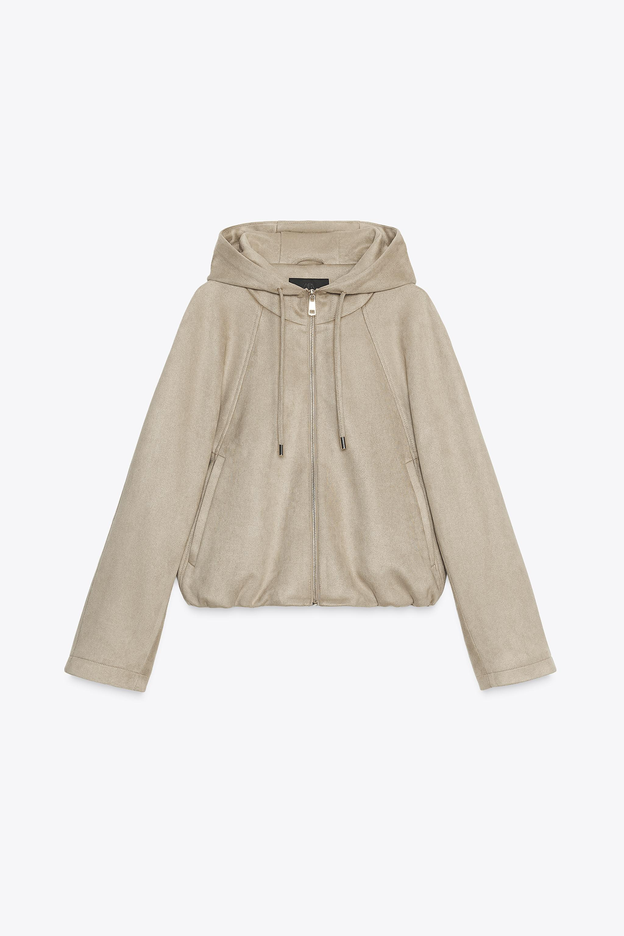 BOMBERJACKE AUS WILDLEDERIMITAT MIT KAPUZE | Zara DE